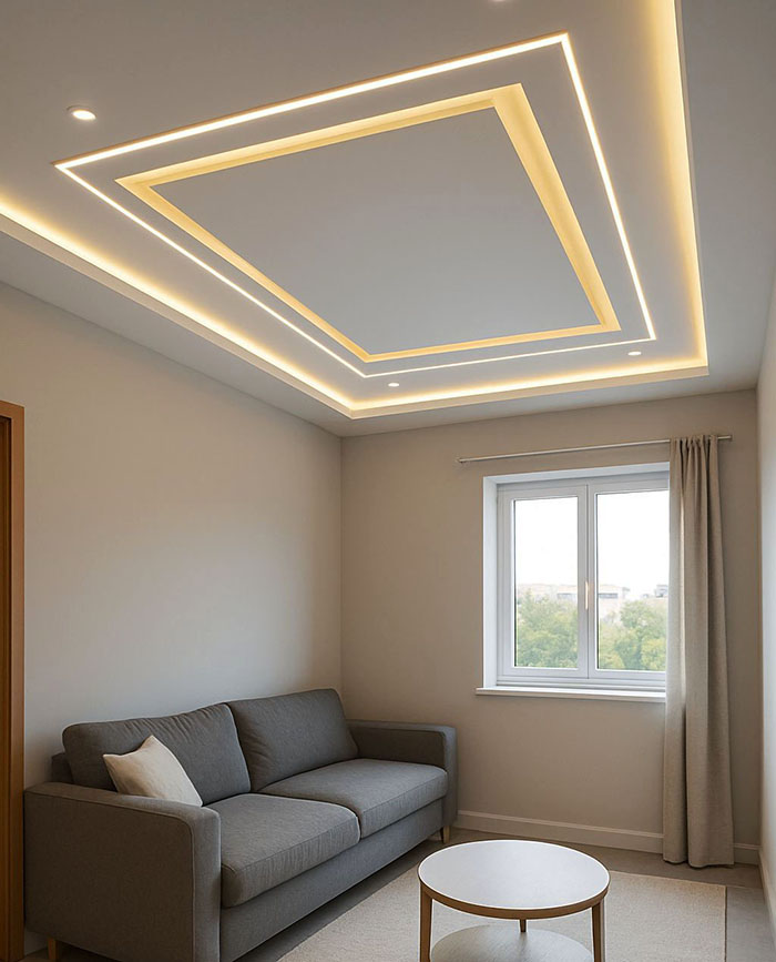 Trần thạch cao phòng khách hiện đại